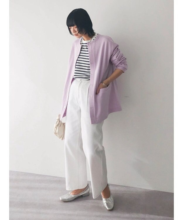 Green Parks ストレートタックデニムパンツ White