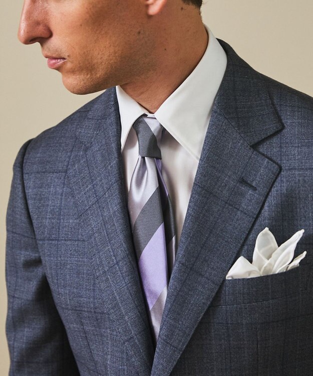 GOTAIRIKU  GOTAIRIKU別注【日本製】シルク ネクタイ_レジメンタル柄 グレー系1