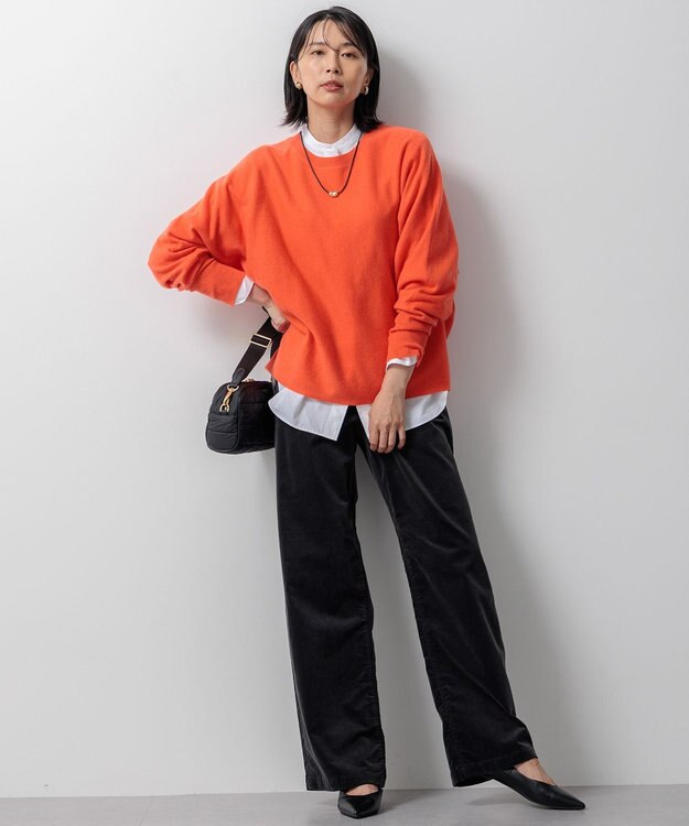 23区 【洗える】ピュアカシミヤ ドルマンスリーブ ニット オレンジ系