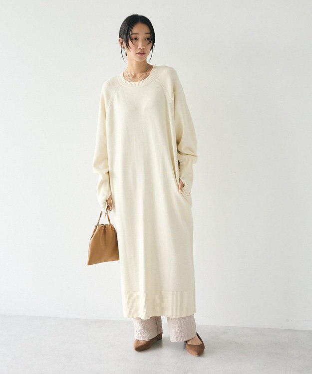 CRAFT STANDARD BOUTIQUE 洗える/とてもちニットワンピース Ivory