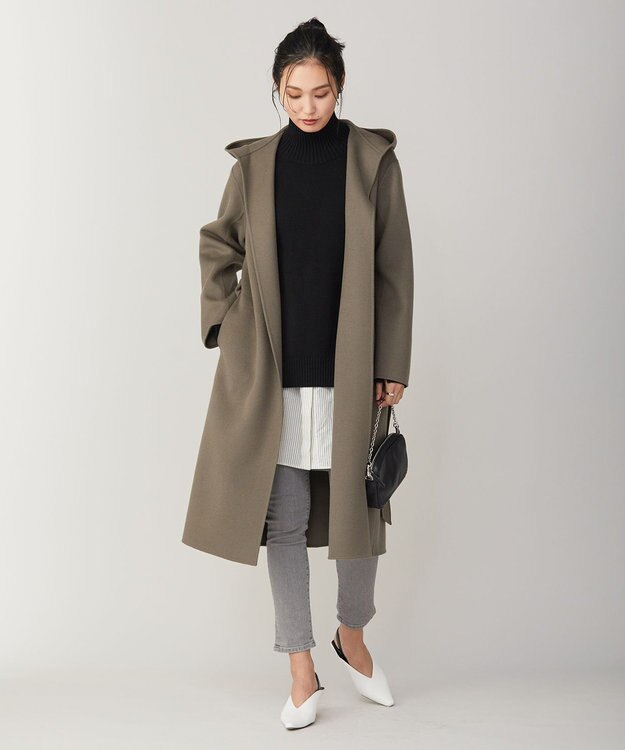 ICB ウールリバーフーデットコート アッシュカーキ系