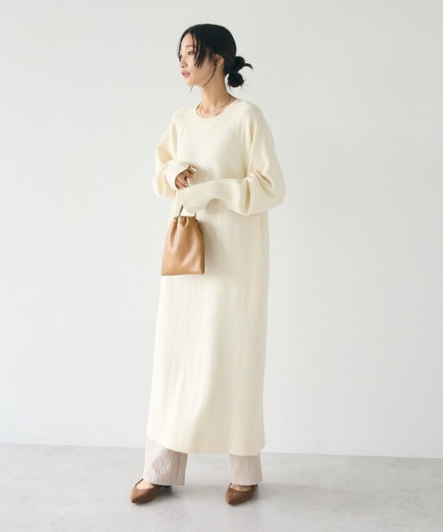 CRAFT STANDARD BOUTIQUE 洗える/とてもちニットワンピース Ivory