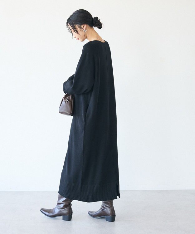 CRAFT STANDARD BOUTIQUE 洗える/とてもちニットワンピース Black