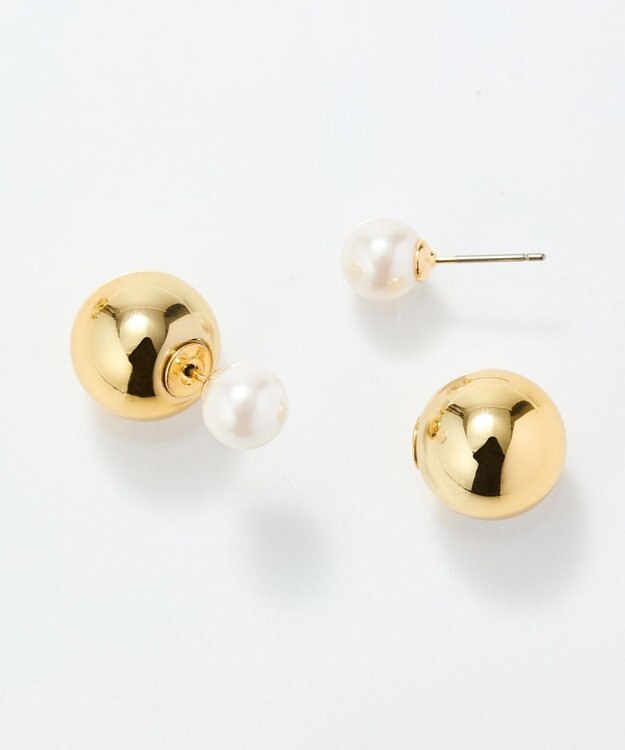 Phoebe メタルボールバックキャッチピアス　パール ホワイト