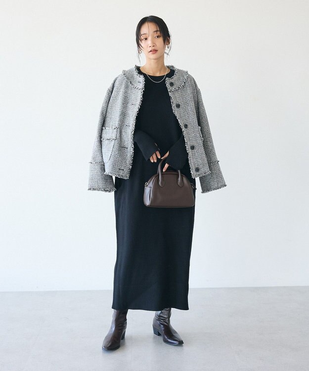 CRAFT STANDARD BOUTIQUE 洗える/とてもちニットワンピース Black