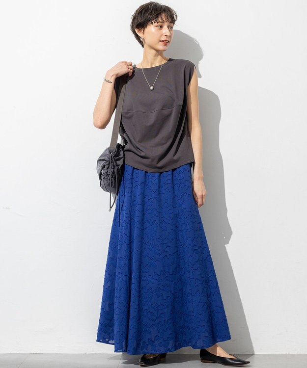 23区 L 【SLOW/一部店舗限定】コットンジャカード スカート ブルー系