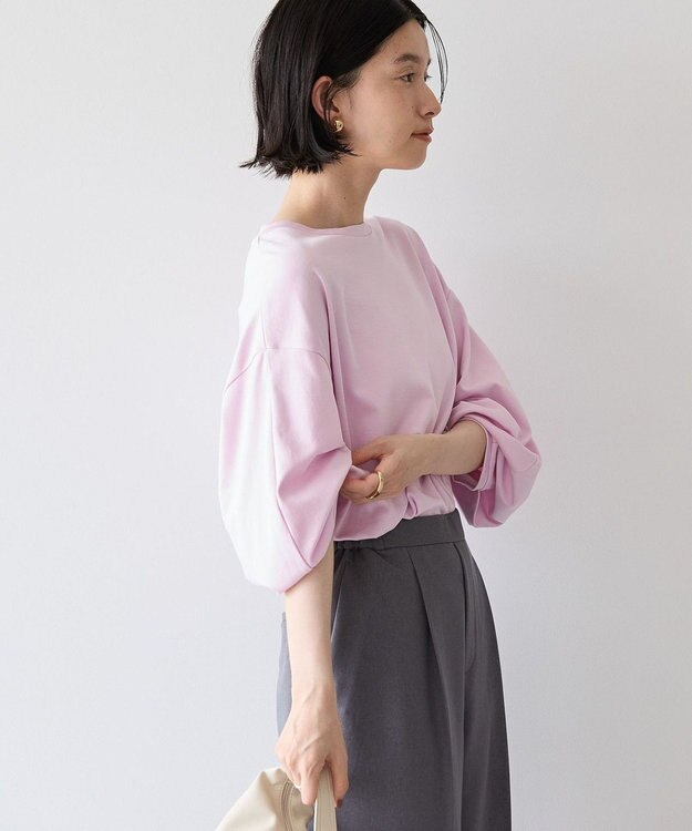 AMERICAN HOLIC 接触冷感7分袖タックスリーブカットプルオーバー Pink