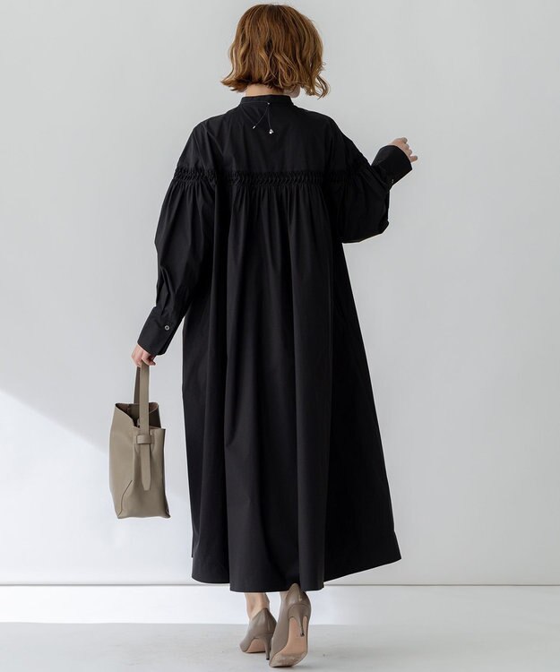 23区 【洗える】コンパクトライトクロス ピンタック ワンピース ブラック系