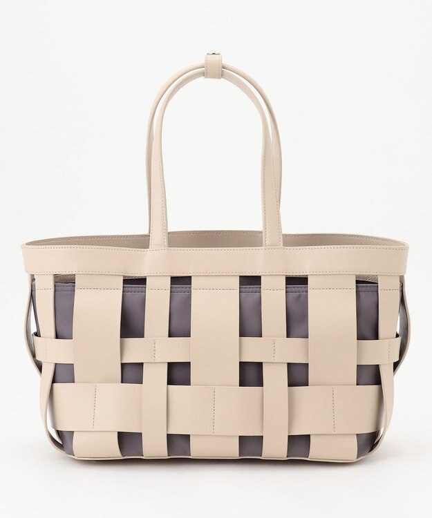 Y'SACCS 【リサイクルレザー】メッシュかごバッグ　large アイボリー×グレージュ