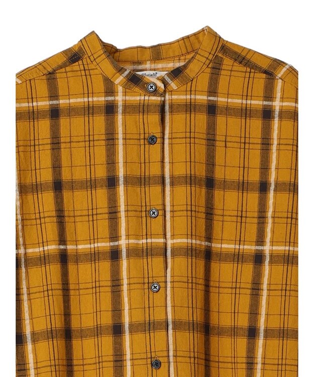 CRAFT STANDARD BOUTIQUE 先染めチェック（小）バンドカラー袖ＲＩＢ　ＯＰ Mustard