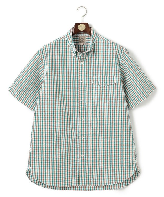 J.PRESS MEN 【KING SIZE】【吸水速乾 / 高通気性】【クールマックス】サッカーギンガムチェック シャツ / B.D. グリーン系3