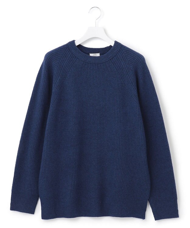 J.PRESS YORK STREET 【UNISEX】畦クループルオーバー ニット ダルブルー系