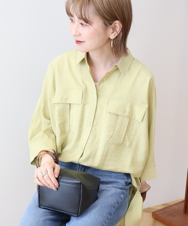 AMERICAN HOLIC 【WEB限定】接触冷感Wポケットシャツチュニック Khaki