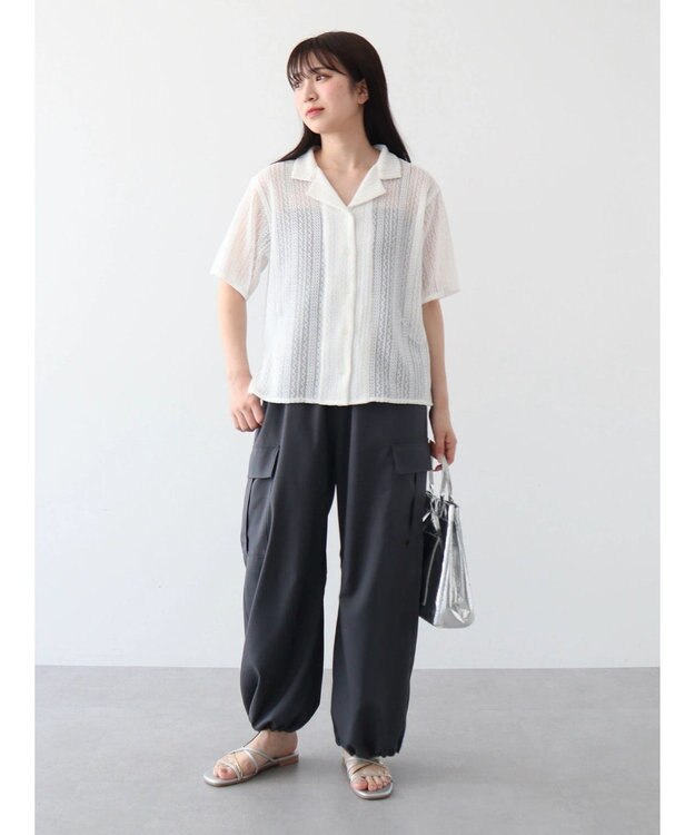 Green Parks レース開襟ブラウス Off White