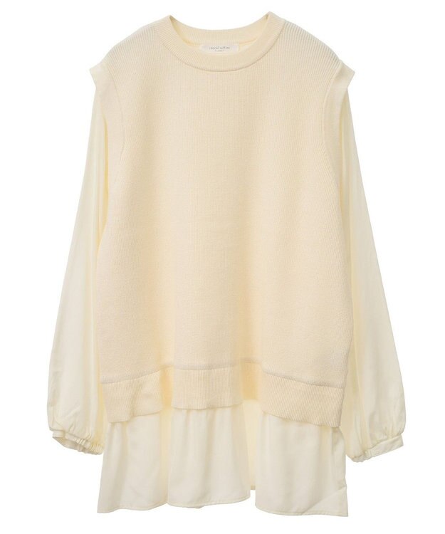 Green Parks 布帛ドッキングニットチュニック Ecru