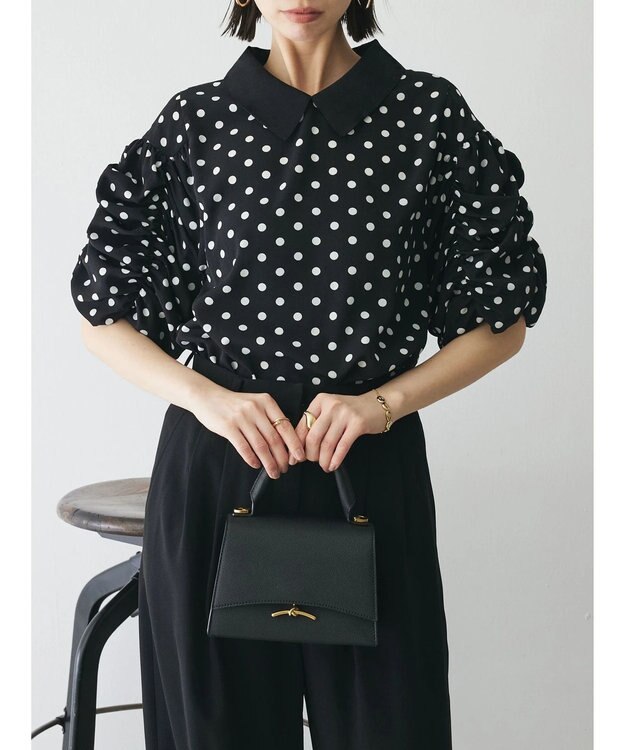 Green Parks AnriettMusee ギャザースリーブブラウス Dot