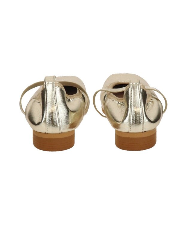 Bridget Birkin 【Bridget Birkin】エラスティックバンドスクエアバレエシューズ ゴールド