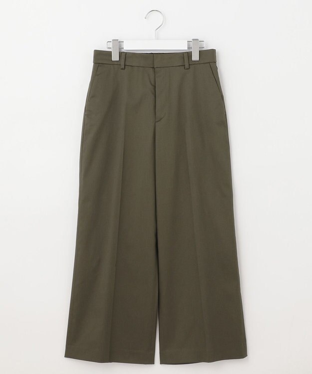 自由区 【接触冷感・撥水防汚加工】COOLMAX ワイドクロップドパンツ カーキ系