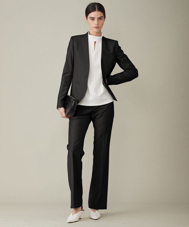 ICB L 【洗える】シャイニースムース ハイネックカットソー オフホワイト系