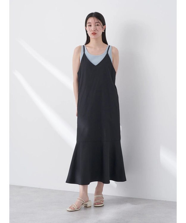 earth music&ecology Ｖネック裾切替キャミワンピース Black