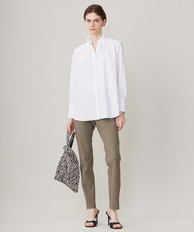 ICB 【洗える】コットンナイロンタイプライター デザインカラーブラウス オフホワイト系