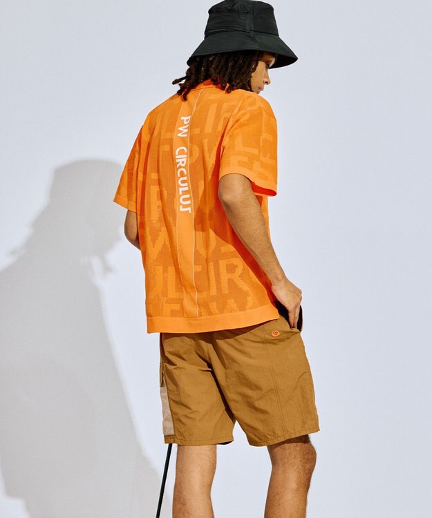 PW CIRCULUS 【手洗い可能】【UNISEX】ニットメッシュポロ ゴルフ オレンジ系