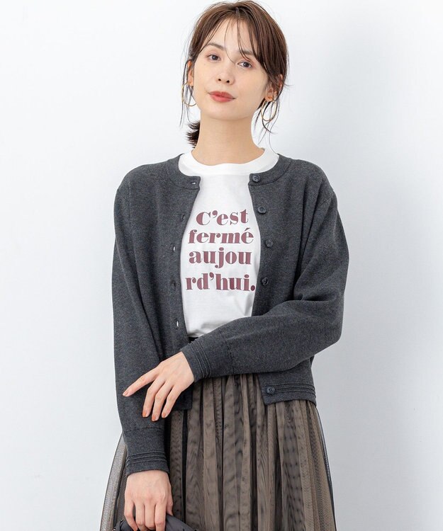 組曲 S 【加藤ローサさん着用】スムースストレッチジャケット カーディガン グレー系
