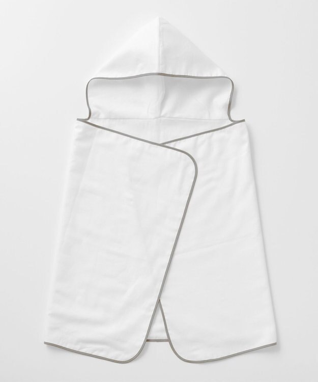 京和晒綿紗 【BABY】ベビーガーゼフード付きタオル　4重合わせ グレーバイアス