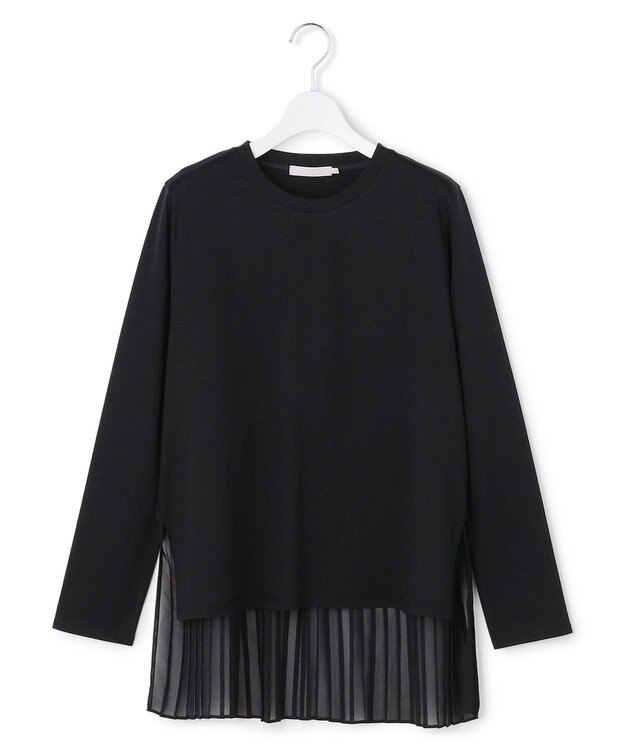 ICB L シフォンプリーツコンビ カットソー ブラック