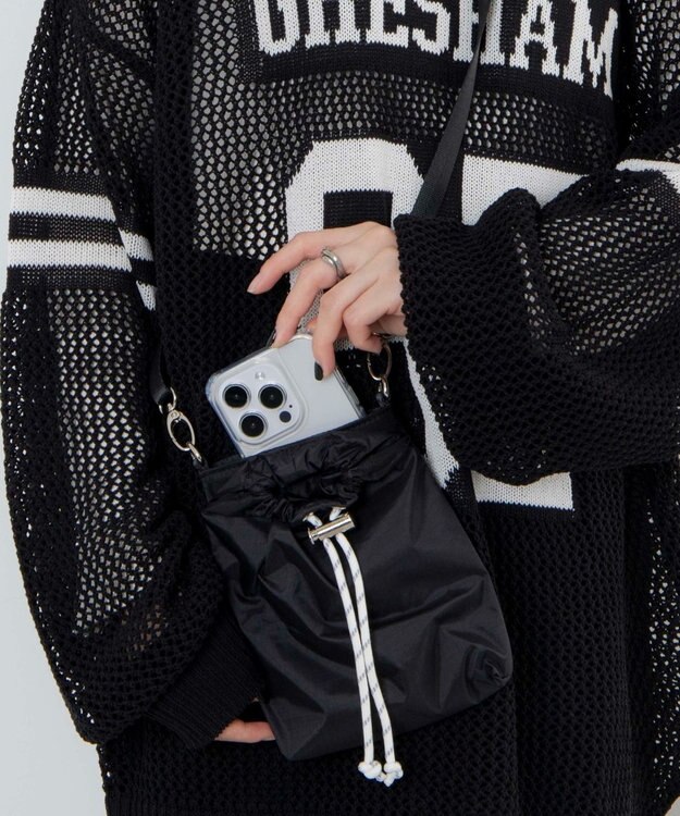 WEGO ナイロンスマホショルダーポーチ ブラック