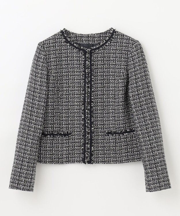 ANY ファンシーラメツイード ノーカラージャケット ネイビー系3