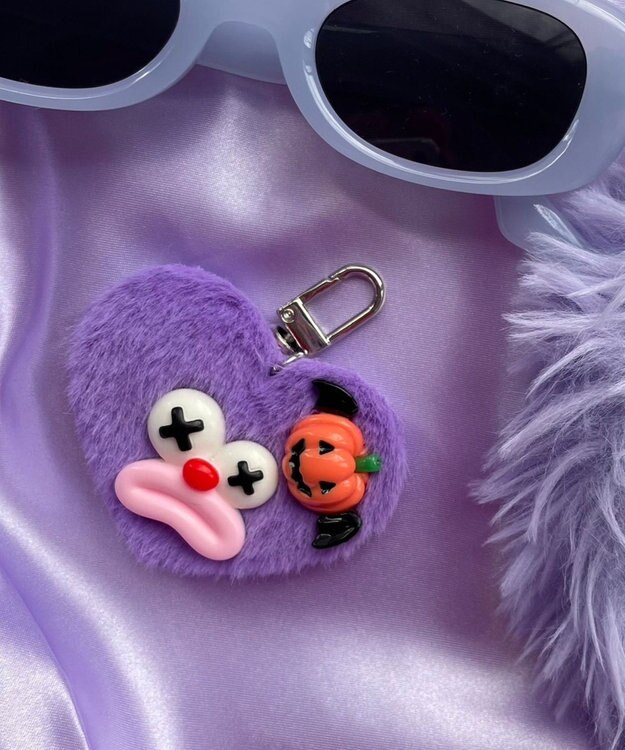 WEGO ミニハートピエロモンスターぬいぐるみキーホルダー パープル