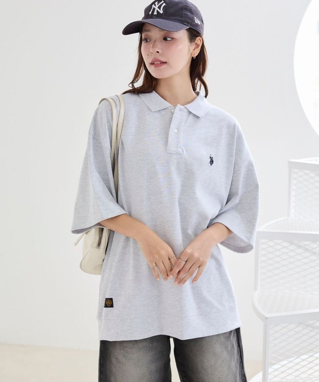 WEGO 【ユニセックス着用ITEM/MLサイズ展開】別注USPOLO　ヘビーウェイトポロT アッシュグレー