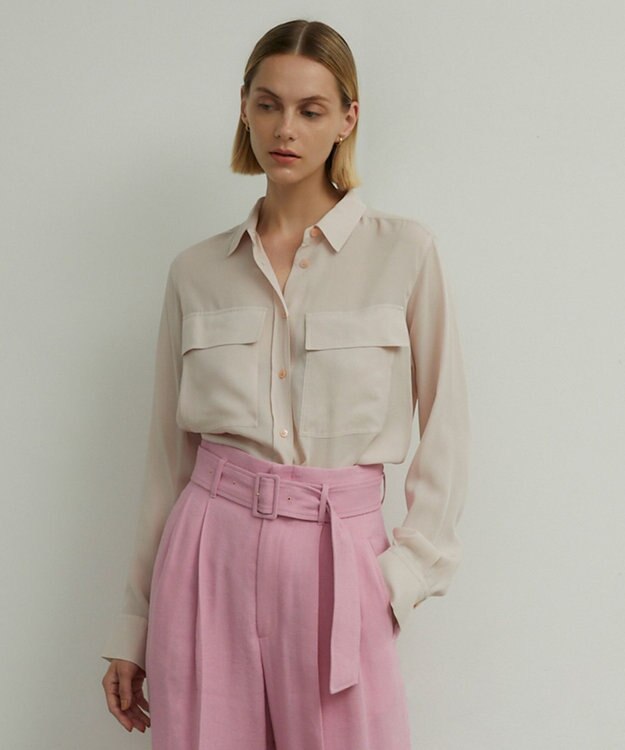 BEIGE， OLGA / シャーリングブラウス Nude