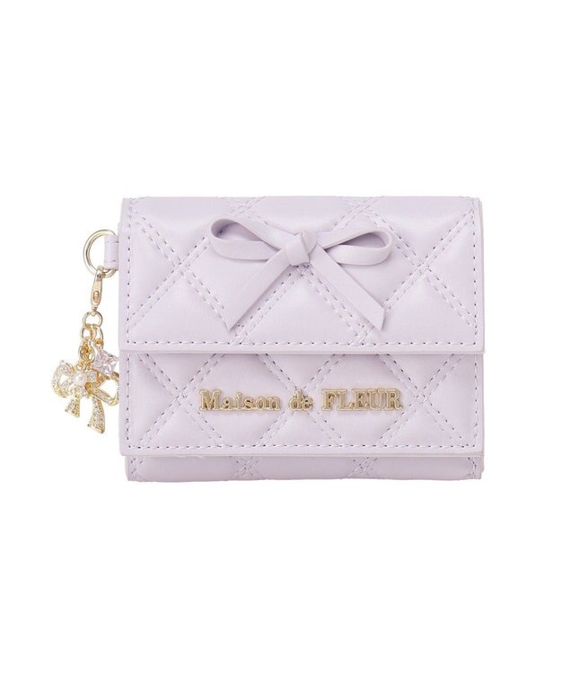 Maison de FLEUR リボンチャームキルティングプチウォレット Lavender