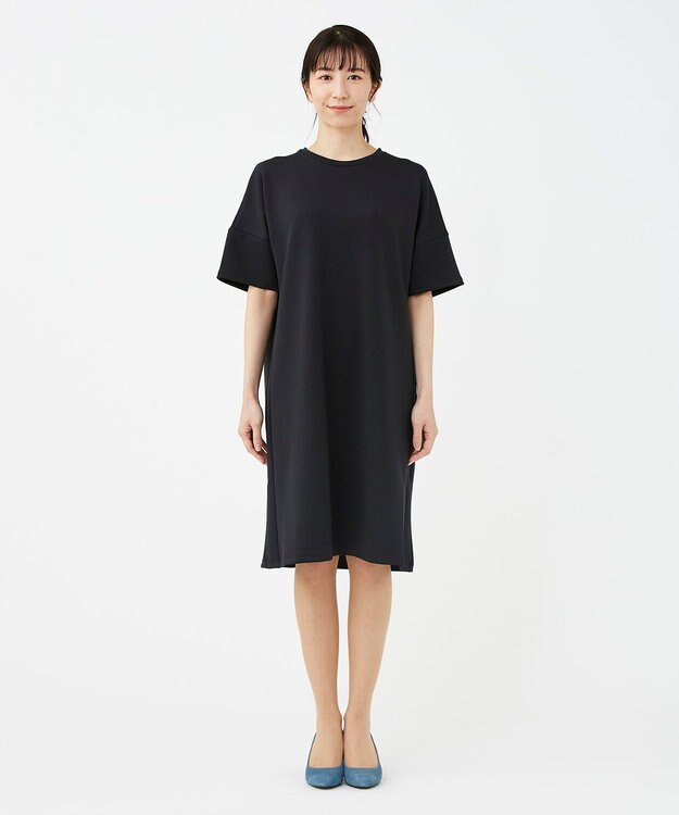 KASHIYAMA 【抗菌繊維】スタイリッシュジャージー オーバーサイズドレス ブラック