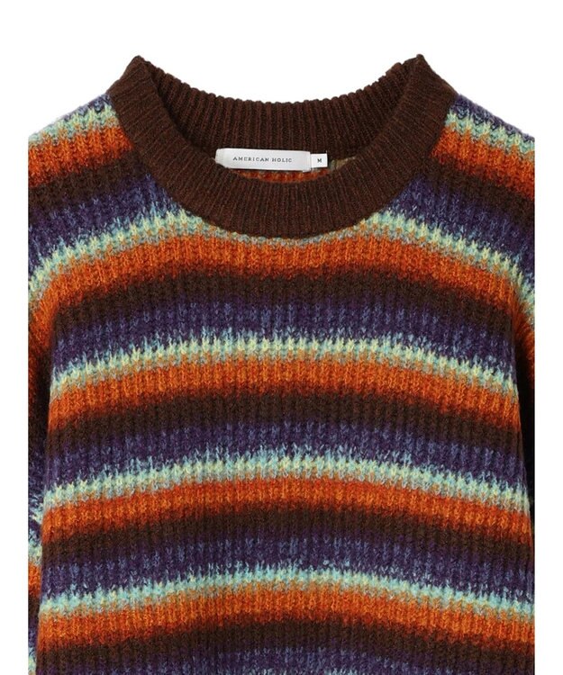 AMERICAN HOLIC グラデーションボーダーニットプルオーバー Terracotta