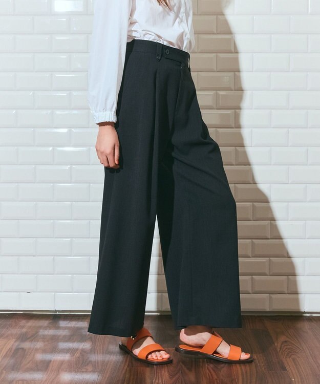 GRACE CONTINENTAL リネンタッチタックパンツ ブラック