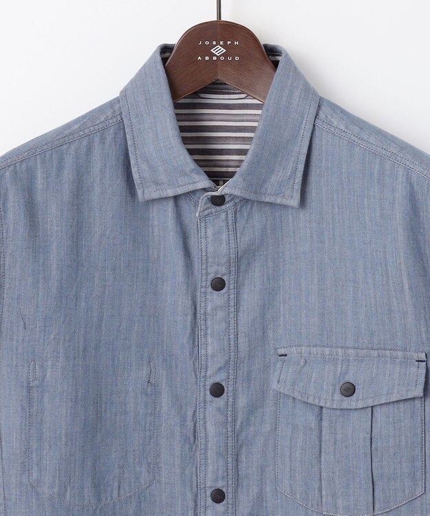 JOSEPH ABBOUD 【キングサイズ・2WAY】リバーシブルシャツ ブルー系