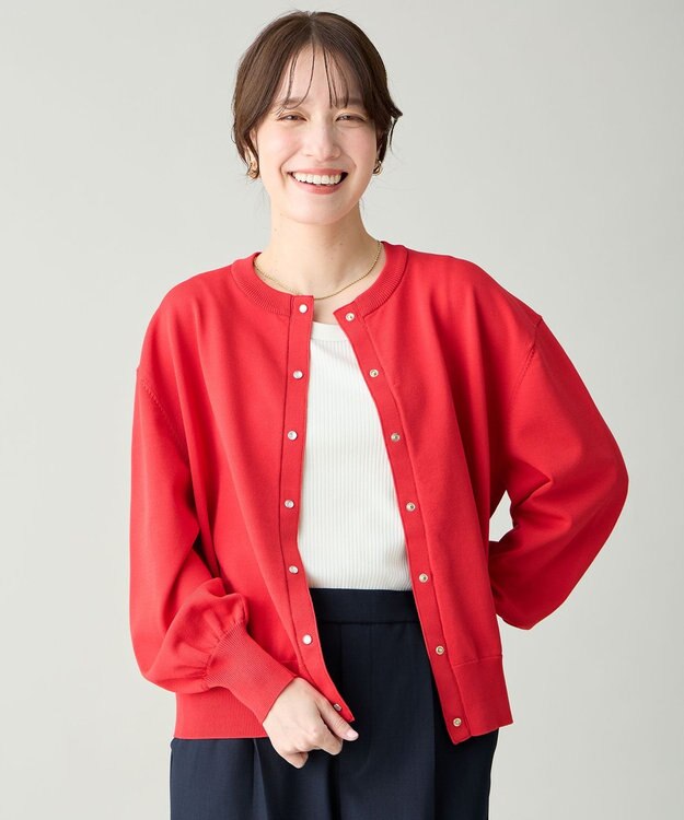 ANY L スプリングカラーニットカーディガン レッド