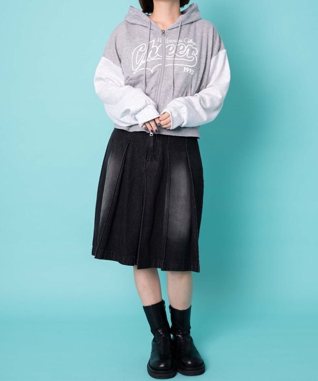 WEGO チアロゴWジップパーカー グレー