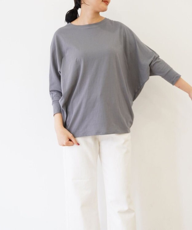 TOQUE 〈大草直子さんアドバイザー〉 【天然素材】タンギスコットン天竺ドルマンTシャツ チャコールグレー