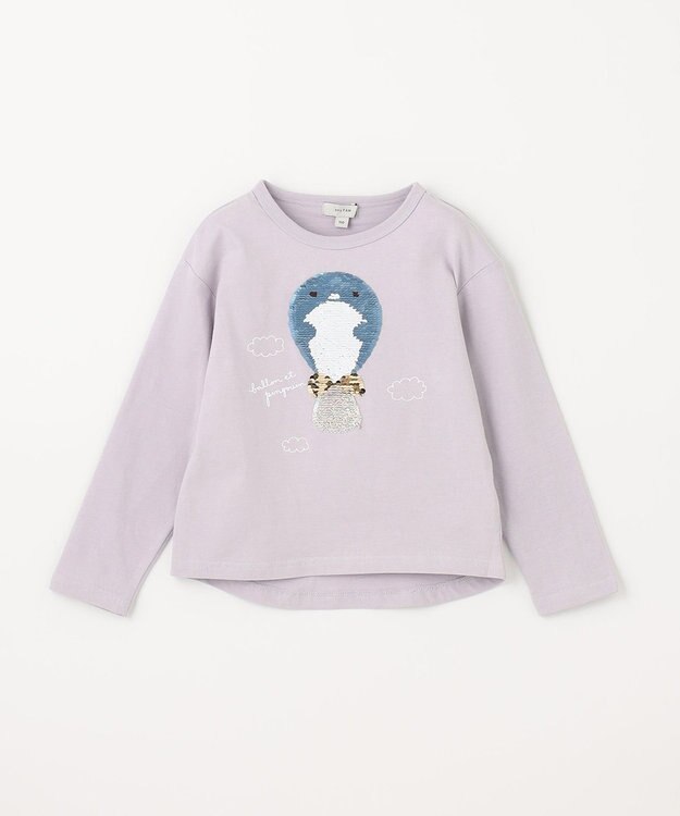 ANY KIDS ミラクルスパンコール 長袖 Ｔシャツ ブルーグレー×気球