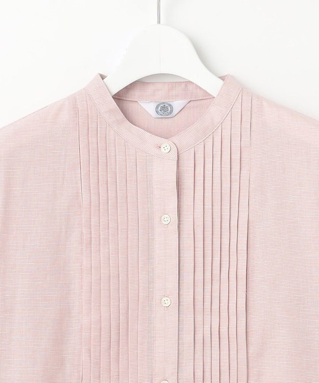 J.PRESS LADIES 【洗える】BEZピンチェック ピンタック ブラウス ローズピンク系3