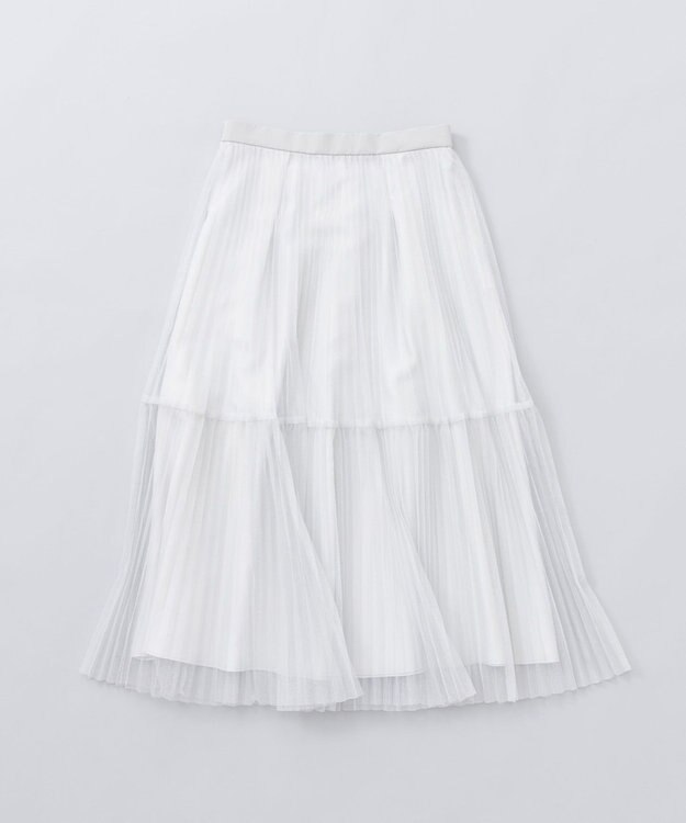 組曲 L ラメチュールプリーツ スカート シルバー系