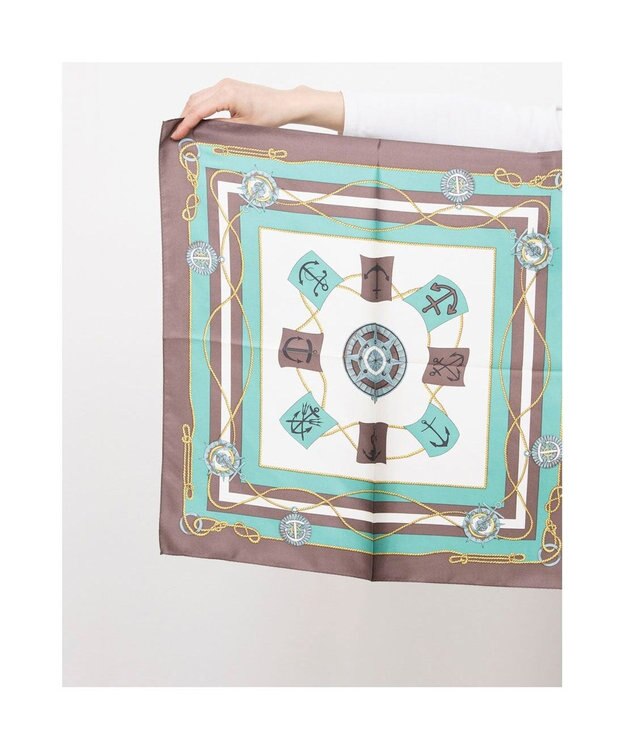 UNBILLION カカトゥ kakatoo / マリンガーランド柄シルクスカーフ ブラウン