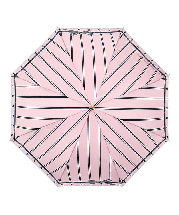 MOONBAT 【雨傘】ランバン オン ブルー(LANVIN en Bleu) ストライプ リボンプリント 長傘 耐風傘 ジャンプ式 ピンク
