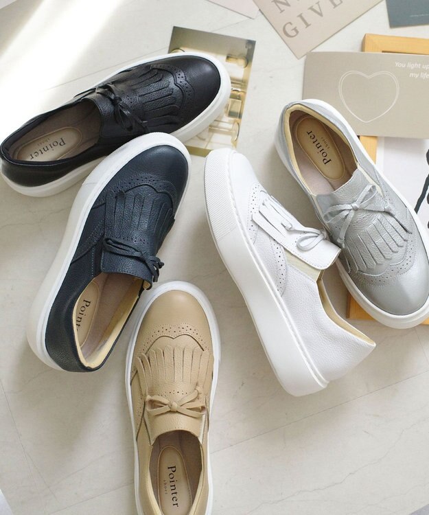 Pointer 日本製 本革タッセルスニーカー ダークネイビー