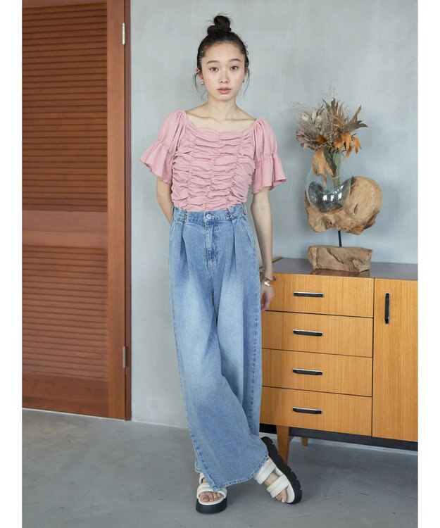 earth music&ecology カットシャーリングプルオーバー Pink