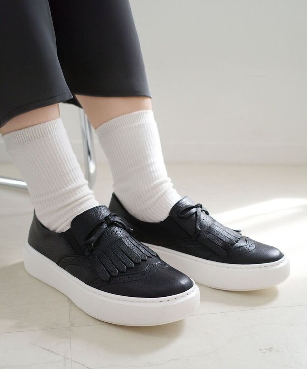 Pointer 日本製 本革タッセルスニーカー ブラック